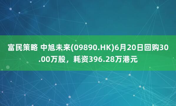 富民策略 中旭未来(09890.HK)6月20日回购30.00万股，耗资396.28万港元
